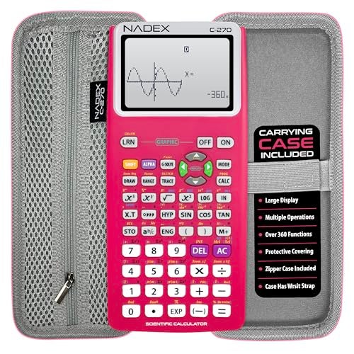Nadex Scientific Calculator with Graphing Includes Carrying Case for College and High School Students Calculus Algebra Geometry Trigonometry Statistics Physics Chemistry Pink - Image 1
