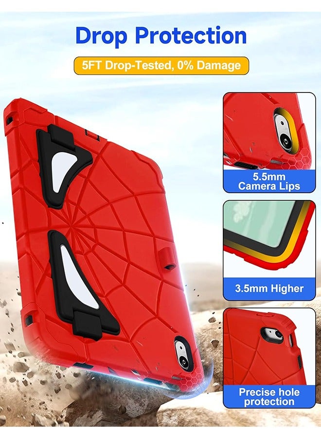 SUNDAREE جراب لجهاز iPad (A16) من الجيل الحادي عشر/العاشر مقاس 11.0/10.9 بوصة، جراب مناسب للأطفال من الجيل العاشر مع واقي شاشة، غطاء متين مقاوم للصدمات للجيل العاشر، أحمر وأسود. - Image 3