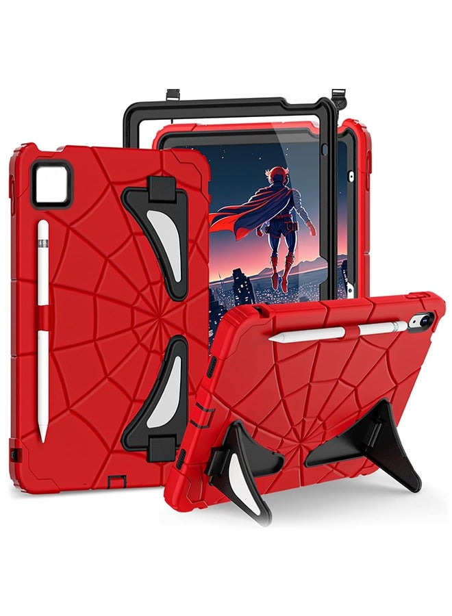 SUNDAREE جراب لجهاز iPad (A16) من الجيل الحادي عشر/العاشر مقاس 11.0/10.9 بوصة، جراب مناسب للأطفال من الجيل العاشر مع واقي شاشة، غطاء متين مقاوم للصدمات للجيل العاشر، أحمر وأسود. - Image 1