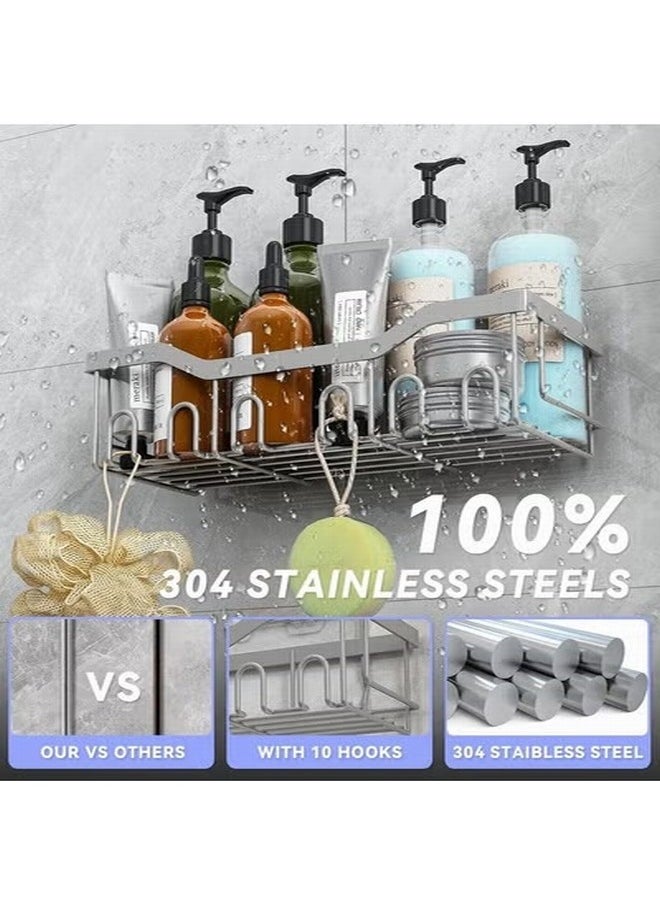 Tiokkss Shower Caddy 6 Pack, Rustproof Stainless Steel Shower Shelves for Bathroom Organizers and Storage, Adhesive No Drilling Durable Bath Accessories with Large Capacity for Home & Kitchen Decor  - Image 3