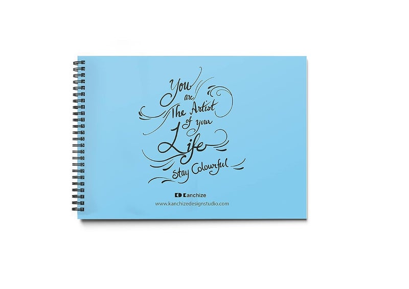 Kanchize Sketch Book A4 Size 50 Pages Drawing Cartridge Off White Papers Dark Navy Blue Red Foil - Image 2