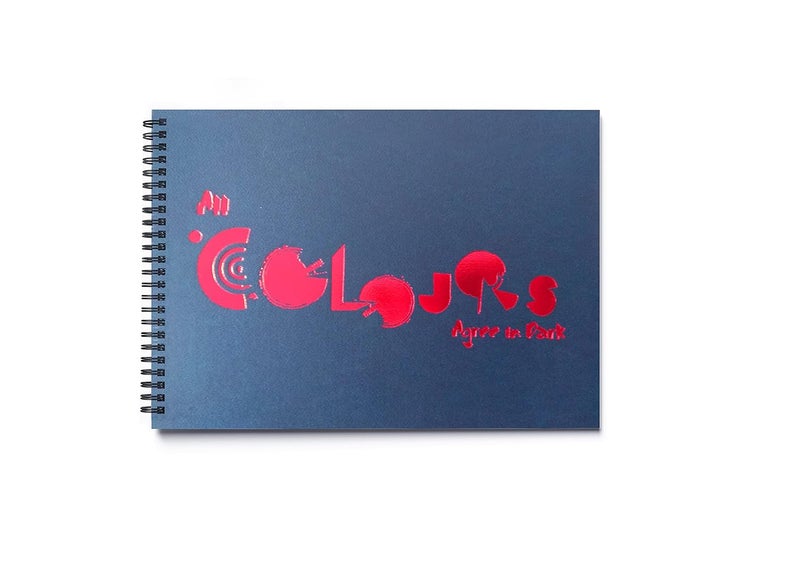Kanchize Sketch Book A4 Size 50 Pages Drawing Cartridge Off White Papers Dark Navy Blue Red Foil - Image 1