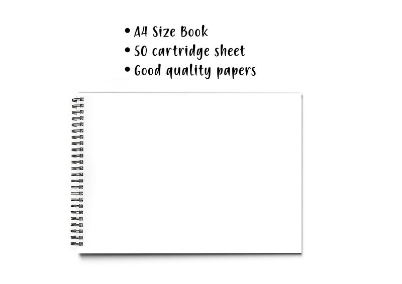Kanchize Sketch Book A4 Size 50 Pages Drawing Cartridge Off White Papers Dark Navy Blue Red Foil - Image 3