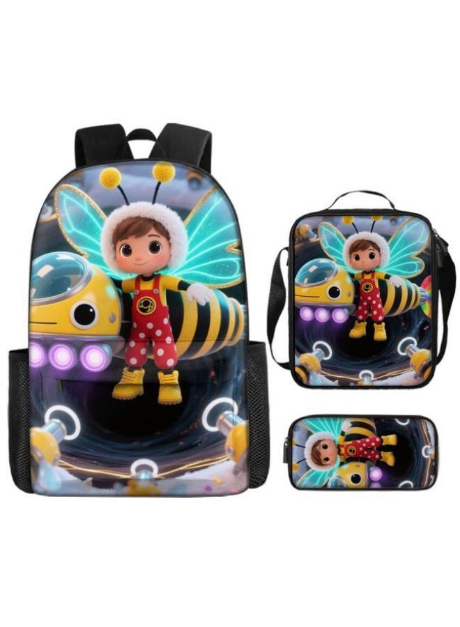 Bright Li Fire Backpack + handbag + stationery bag | Back-to-school season/holiday gift | Cartoon bag three-piece set, easy to cope with various occasions (students, children, friends' outings, mountain climbing, school, etc.) - 22 - Image 2