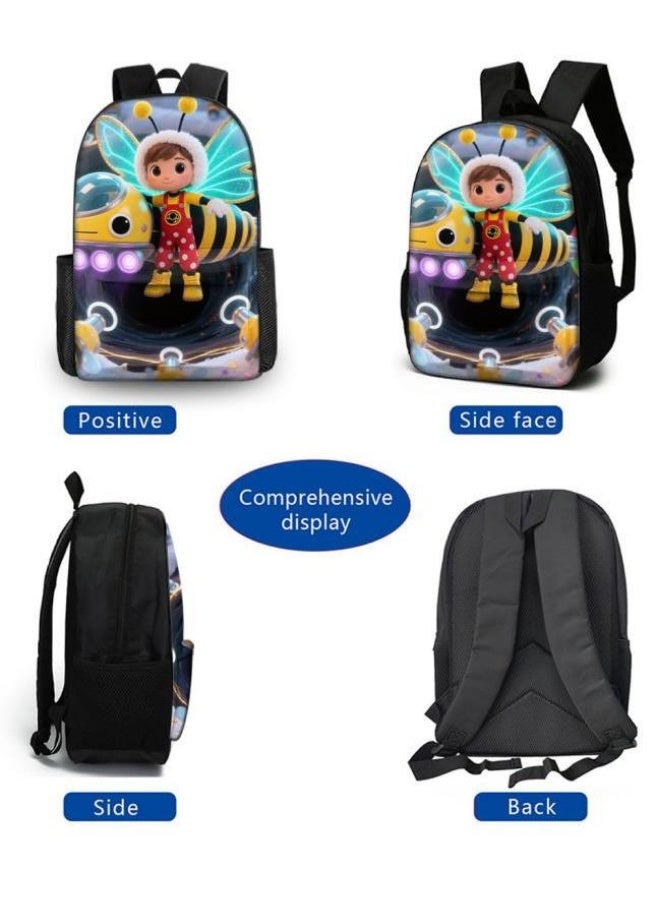 Bright Li Fire Backpack + handbag + stationery bag | Back-to-school season/holiday gift | Cartoon bag three-piece set, easy to cope with various occasions (students, children, friends' outings, mountain climbing, school, etc.) - 22 - Image 3