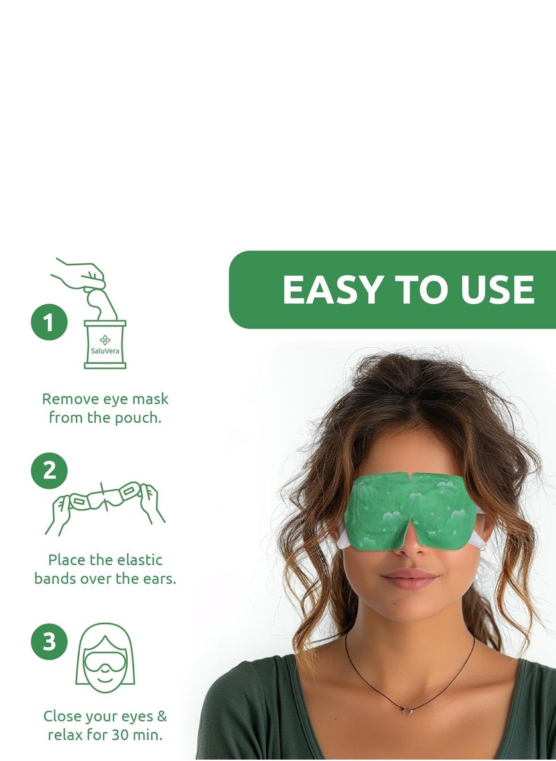 SaluVera Steam Eye Mask for Dry Eyes with 5 Eyelid Cleansing Wipes, Self Heating Eye Compress for Dry Eyes, Soothe and Relax with 40-50 min Spa Eye Mask, Self Warming Eye Mask for Well-Being 16 pcs  - Image 5