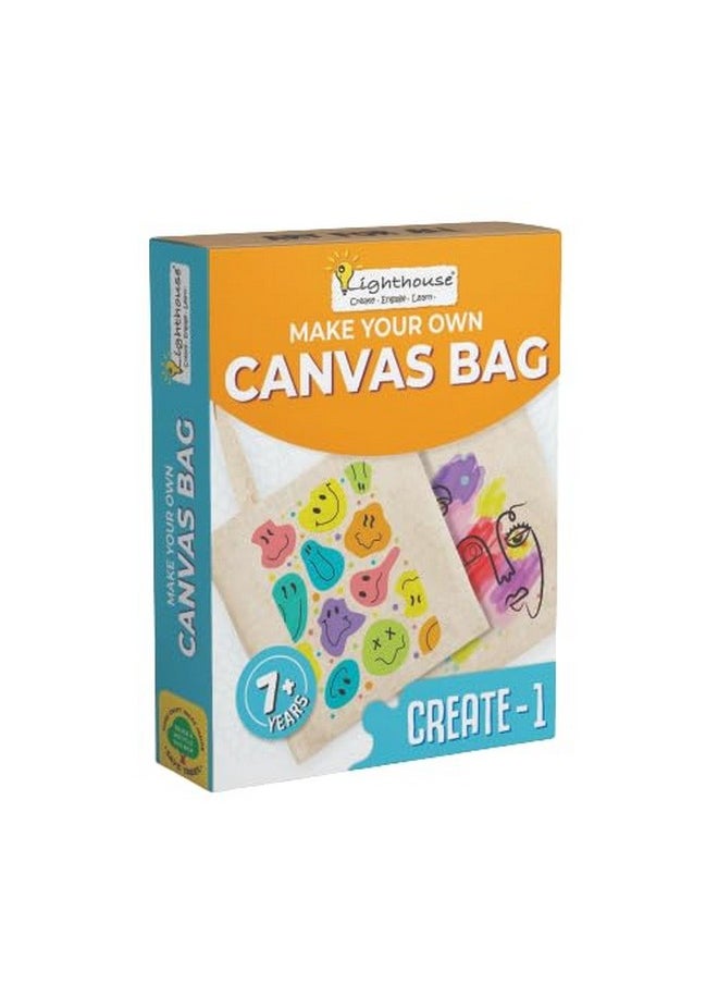 Lighthouse LIGHTHOUSE DIY Canvas Tote Bag Painting Kit | Art and Craft Kit for Kids, Gift Pack for 7+ Years Kids Lightweight Stylish Durable, Reusable, Best Birthday Return Gift for Kids  - Image 1