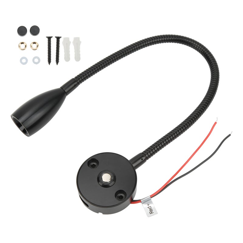 Dimmable Reading Light 3 Color Adjustable Black Wall Mount LED Reading Lamp - Flexible Gooseneck High Quality Reading Light for RVs Bedrooms - Image 1