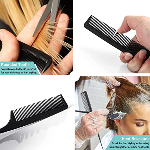 Calitate24 Tail Comb Steel Pin ( Set of 3 ) Fine Tooth Comb Professional Black Carbon Pintail Combs for Unisex - Image 5