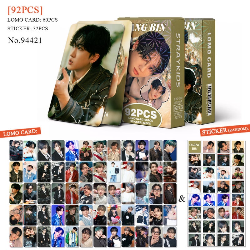STRAYKIDS Lomocard & Sticker Set – 92PCS (60 Lomocards + 32 Random Stickers) | Aesthetic Photo Card Collection for Fans