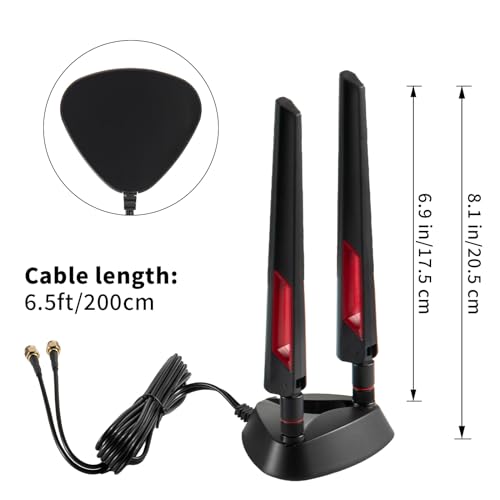 eifagur 9dBi WiFi 6 6E Tri-Band 2.4GHz + 5 GHz + 6GHz Magnetic Base Gaming Antenna for WiFi 6 6E Router PC Desktop Computer PCI-E Card Bluetooth Gaming Motherboard - Image 2