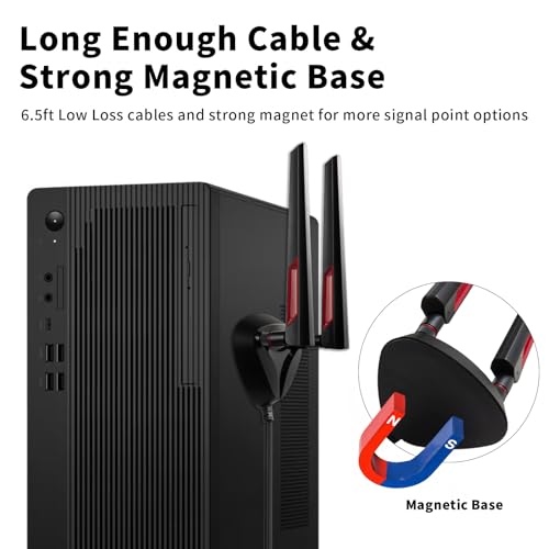 eifagur 9dBi WiFi 6 6E Tri-Band 2.4GHz + 5 GHz + 6GHz Magnetic Base Gaming Antenna for WiFi 6 6E Router PC Desktop Computer PCI-E Card Bluetooth Gaming Motherboard - Image 4