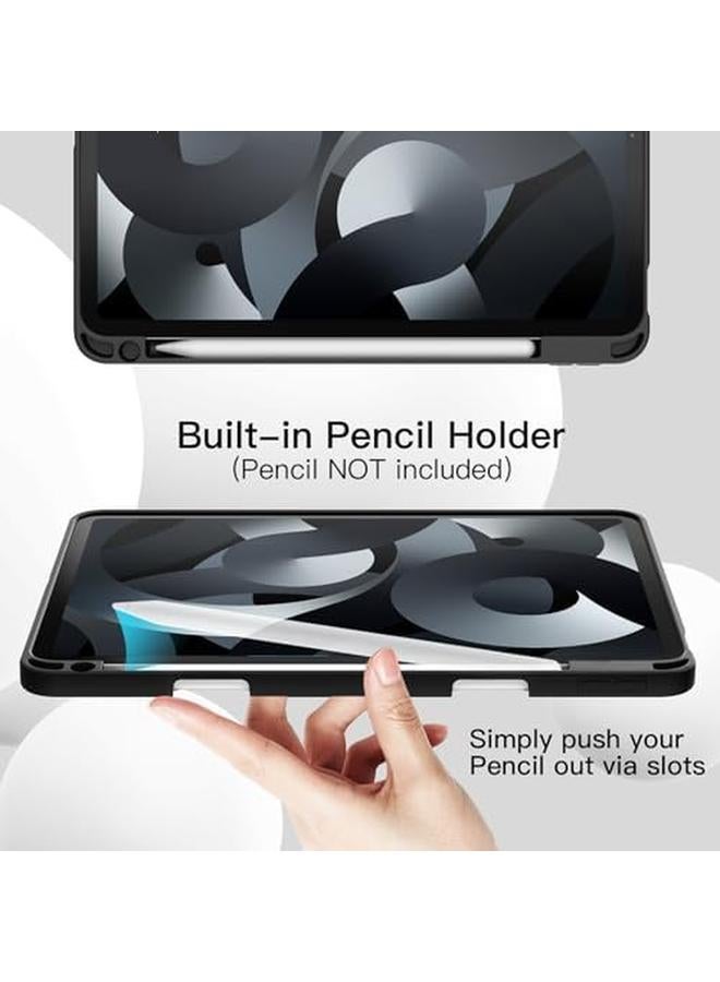 جي تيك حافظة لجهاز ايباد اير 11 انش M2 2024 وايباد اير 5 4 2022 2020 الجيل الخامس 10.9 انش مع حامل قلم، غطاء رفيع للكمبيوتر اللوحي مع ظهر ناعم من مادة TPU مع خاصية الاستيقاظ التلقائي باللون الأسود - Image 3