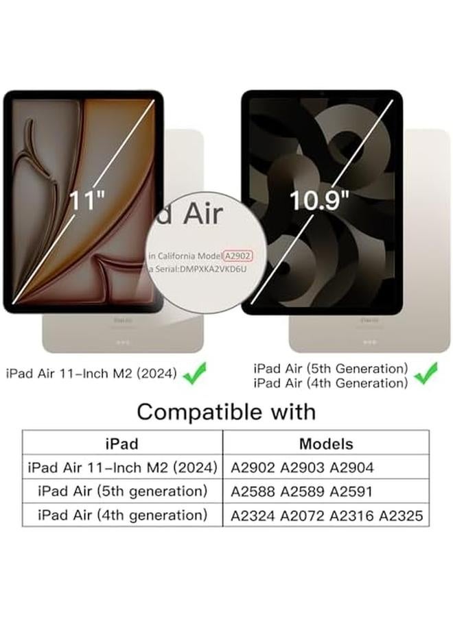 جي تيك حافظة لجهاز ايباد اير 11 انش M2 2024 وايباد اير 5 4 2022 2020 الجيل الخامس 10.9 انش مع حامل قلم، غطاء رفيع للكمبيوتر اللوحي مع ظهر ناعم من مادة TPU مع خاصية الاستيقاظ التلقائي باللون الأسود - Image 1