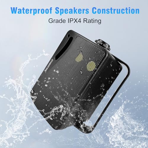 STUDIOFINIX 3.5" Outdoor Bluetooth Speakers Wired Waterproof, 400W 3 Way Upgrade Premium Wall Mount Speakers, Durable Mountable Loud Sound System for Patio Indoor Deck Garage (Black 2 Pairs) - Image 3