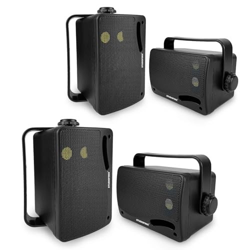 STUDIOFINIX 3.5" Outdoor Bluetooth Speakers Wired Waterproof, 400W 3 Way Upgrade Premium Wall Mount Speakers, Durable Mountable Loud Sound System for Patio Indoor Deck Garage (Black 2 Pairs) - Image 1