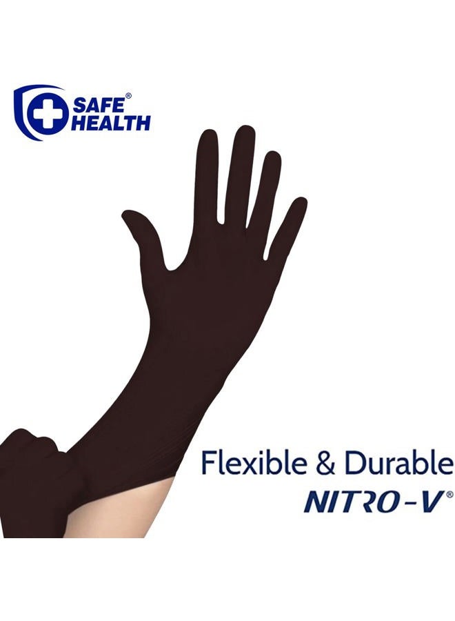 SAFE HEALTH NITRO-V Nitrile-Vinyl Synthetic Black Disposable Gloves, Latex Free, Powder Free, Case of 1000, Medium, Tattoo, Salon, Hair Studio, Food, Service, Housework - Image 2