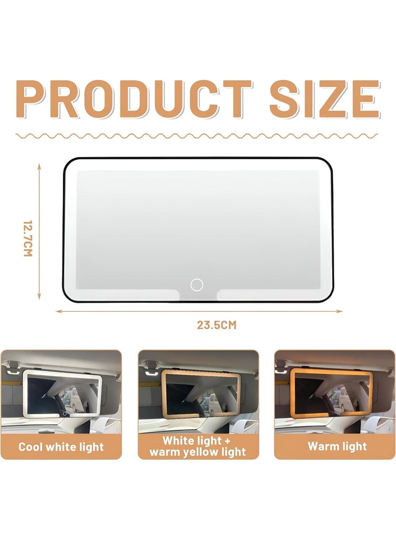 مرآة السيارة لتجميل ، مرآة التجميل القابلة لإعادة الشحن ، يوجد 3 أنماط الإضاءة ، مرآة التجميل العالمي ( أبيض ) - Image 3