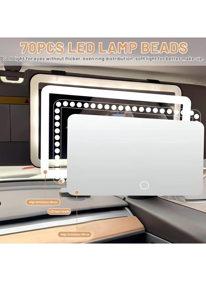 مرآة السيارة لتجميل ، مرآة التجميل القابلة لإعادة الشحن ، يوجد 3 أنماط الإضاءة ، مرآة التجميل العالمي ( أبيض ) - Image 4