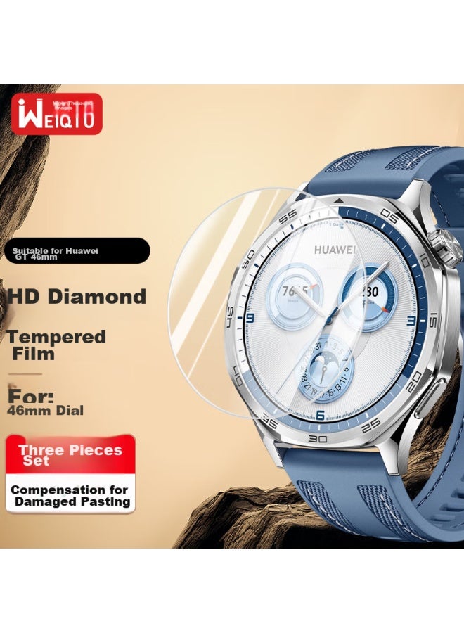 Wei Qiantu Weiqiantu حامي شاشة زجاج مقوى لـ Huawei Watch Gt5، غطاء كامل عالي الوضوح مضاد للسقوط ومقاوم للماء، مخصص لوجه الساعة 46mm - Image 1