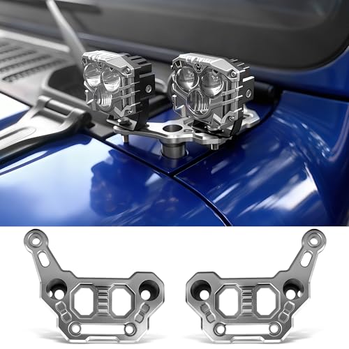 NKCELL POWER Hood Mount Light Dual Brackets Ditch Light Mounting Bracket for JL APillar OffRoad Car LED Pod Work Lights Wrangler JL JLU 4xe Gladiator JT 20182025 Accessories2PCS Silver - Image 1
