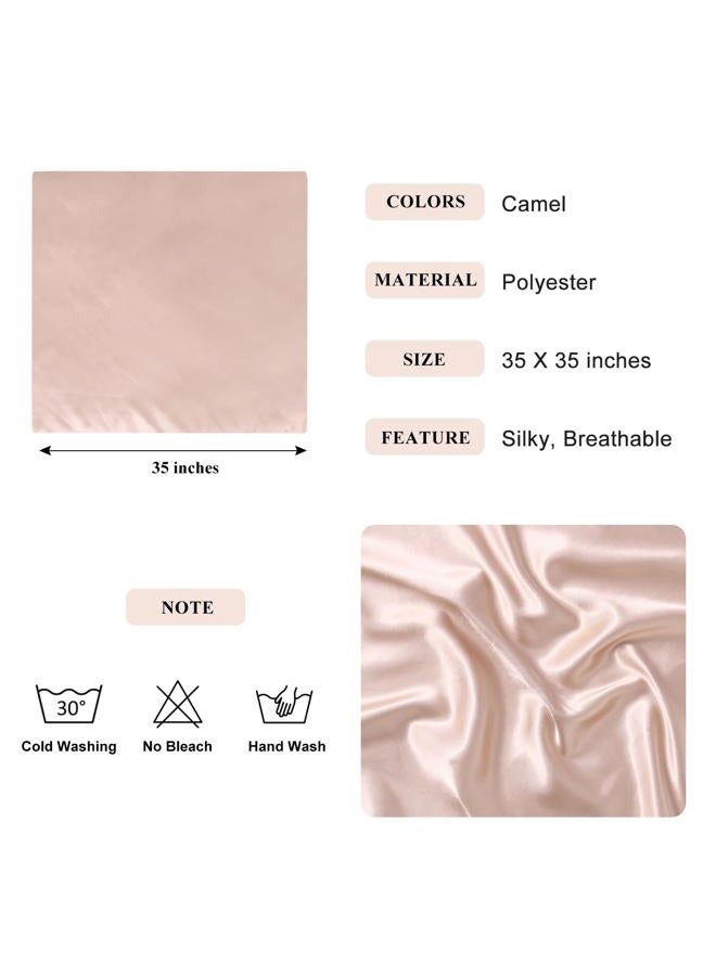 VBAEI 35” Large Square Satin Head Scarf - 3Pcs Silk Like Head Scarves Silk Bandana Satin Hair Scarf Head Wraps For Women, Brown,camel,black, 35 inches square - Image 3