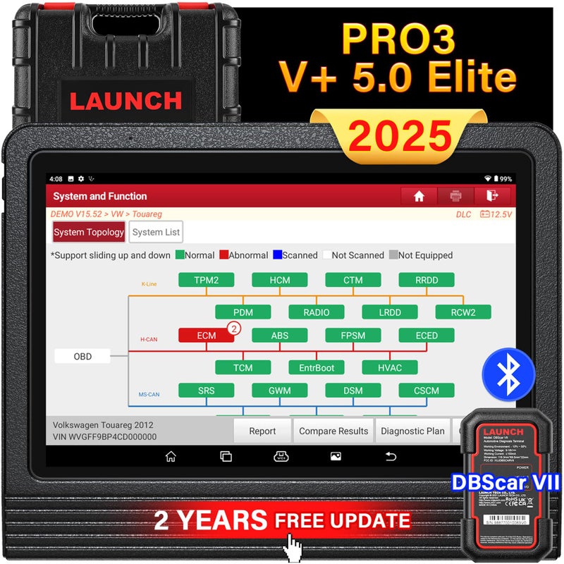 LAUNCH X431 PRO3 V 50 2025 Upgraded Bidirectional Scan Tool OEM Topology Map Scan HD Trucks AutoAuth for FCA SGW ECU Coding 55 Services All System Diagnose 2Year Free Update CAN FD
