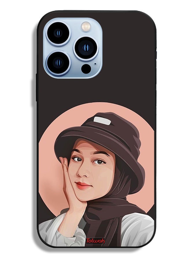 Tolwak Apple iPhone 13 Pro Protective Case Cute Hat Girl Paint Art - Image 2