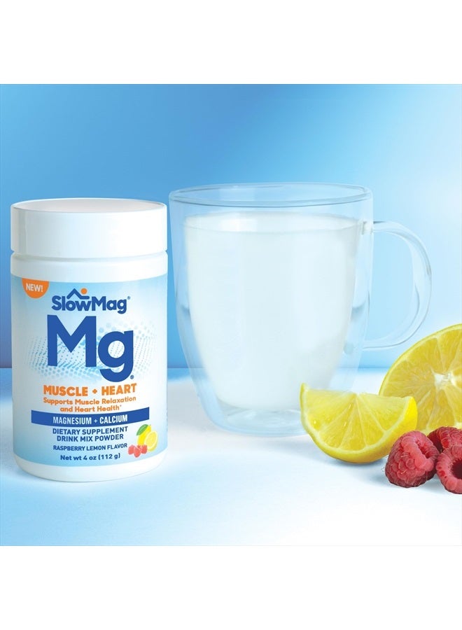 Slow-Mag SlowMag® Muscle + Heart, Magnesium & Calcium Supplement, Raspberry Lemon Flavor Drink Mix Powder, 4 oz - Image 2