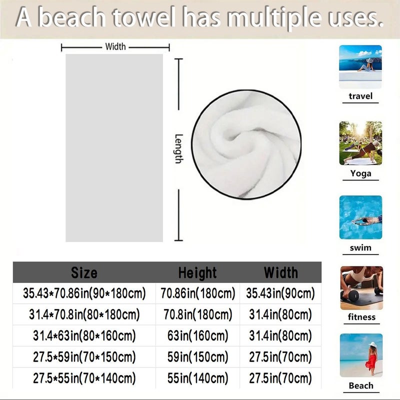 1pc Floral Print Double Sided Quick Dry Microfiber Bath Towel 27 5x55in Large Size Absorbent Non Shedding Beach Towel for Swimming Fitness Hotel Guesthouse Beauty Salon - Image 3