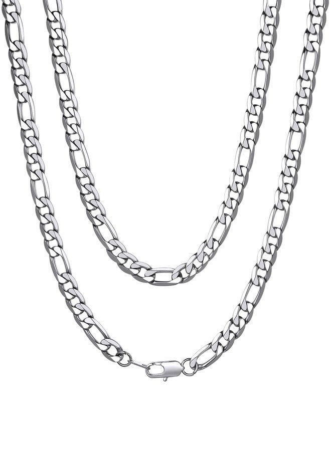 ChainsHouse 9mm Stainless Steel Mens Womens Necklace 22 inch Figaro Link Chain, 22 inch, Metal - Image 1