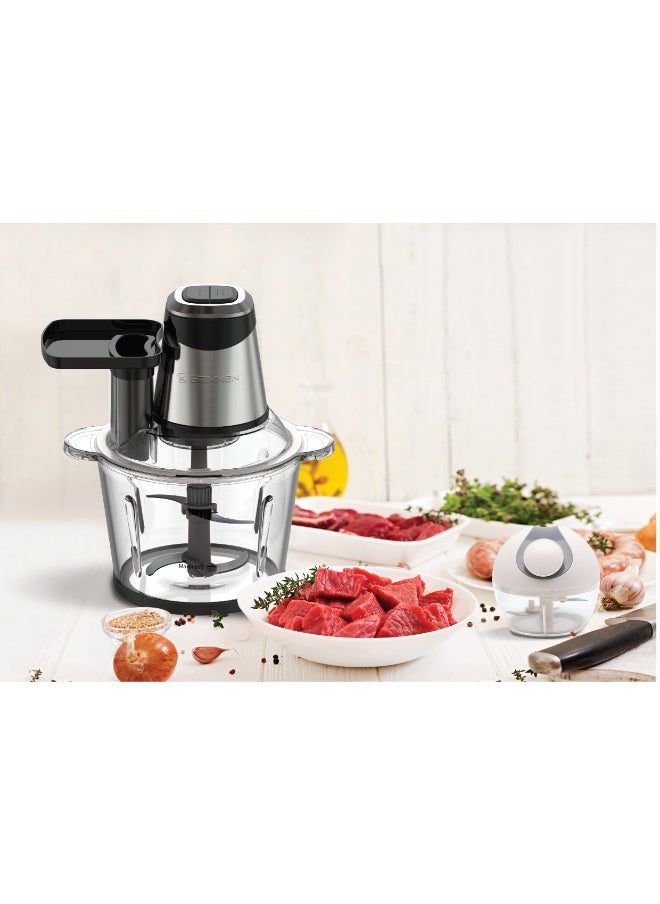Grimmen 3L Electric Food Chopper & Blender - 500W Powerful Food Processor with 3-Speed Settings, Stainless Steel Blades for Meat, Vegetables, Fruits, Nuts - Multi-Function Kitchen Appliance  - Image 2