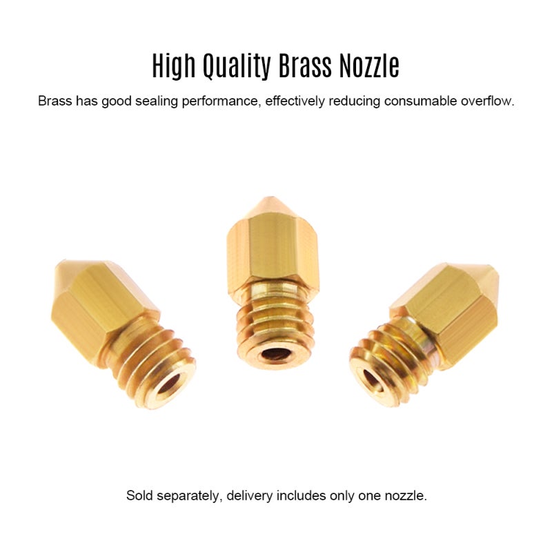 3D Printer Nozzle: 0.2mm Output Diameter Brass Material - M6 Thread Compact Workmanship 3D Printer Nozzle for CR-10 Series Ender-3 1.75mm Filament 3D Printers - Image 2