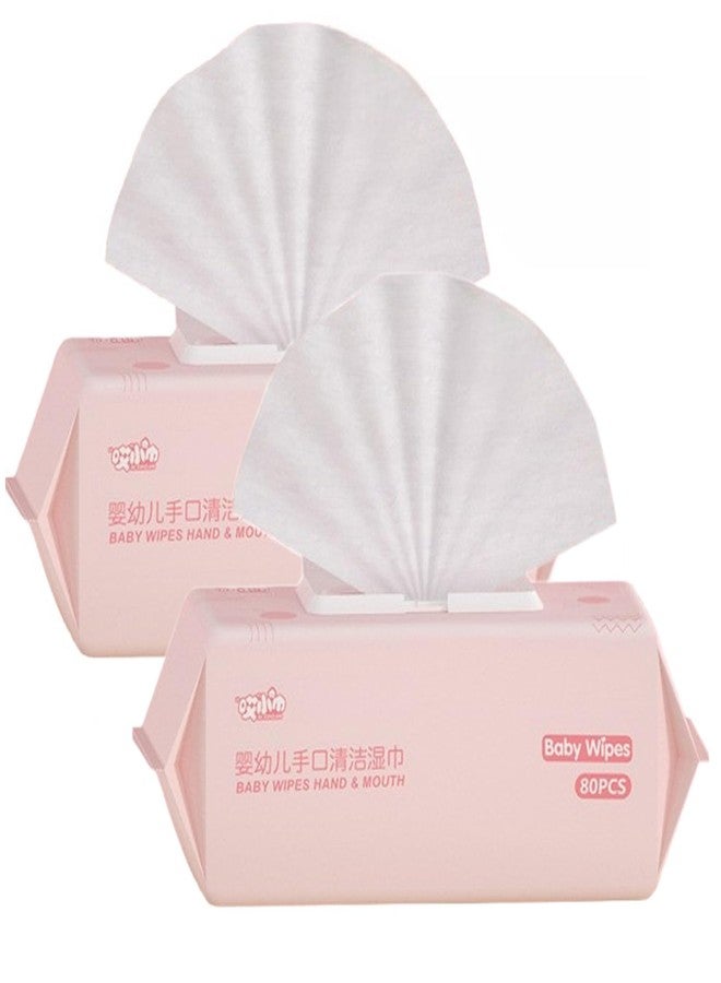 KIPSOME Baby Wet Wipes, Chemical-Free Unscented, 80 Pieces, Travel Size, Soft Non-Woven (2 Count (Pack of 160)) - Image 1