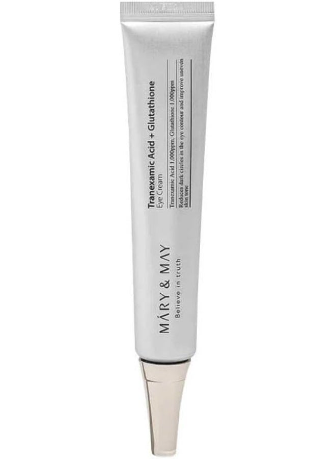 MARY & MAY Mary&May Korean Skincare Tranexamic Acid + Glutathione Eye Cream - Reduces Dark Circles around the eye, Powerful Antioxidant, improve Uneven Skin Tone with Vitamin C, Morning/Night use, 12g/0.42 oz