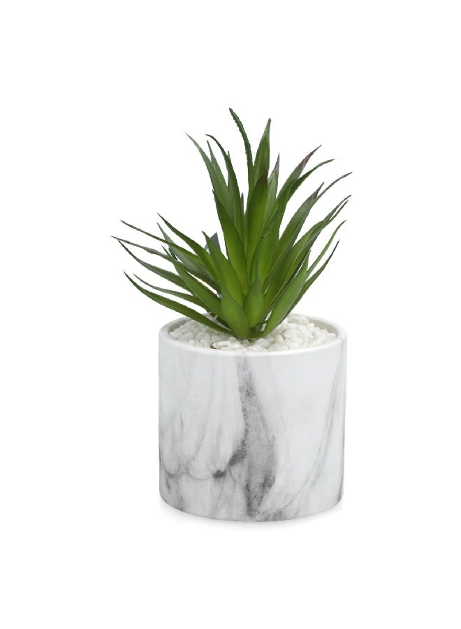 atmosphera Decorative Artificial Agave Plant with Pot Green and White 18 x 9.3 x 9.3 cm 179229  - Image 2