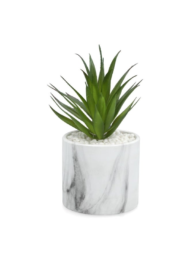 atmosphera Decorative Artificial Agave Plant with Pot Green and White 18 x 9.3 x 9.3 cm 179229  - Image 1