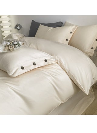 Bed Cover Set, Soft Luxurious Pure Bedsheet Set, Long-staple Cotton Simple Solid Color Bed Sheet Quilt Cover Bedding Twill Cotton Set,( milkshake white, 2.0m bed sheet four-piece set) - pzsku/Z2B903FEFEC87B452EE0AZ/45/_/1706958412/c1eb0967-cd69-492c-976a-4d3681d95f02