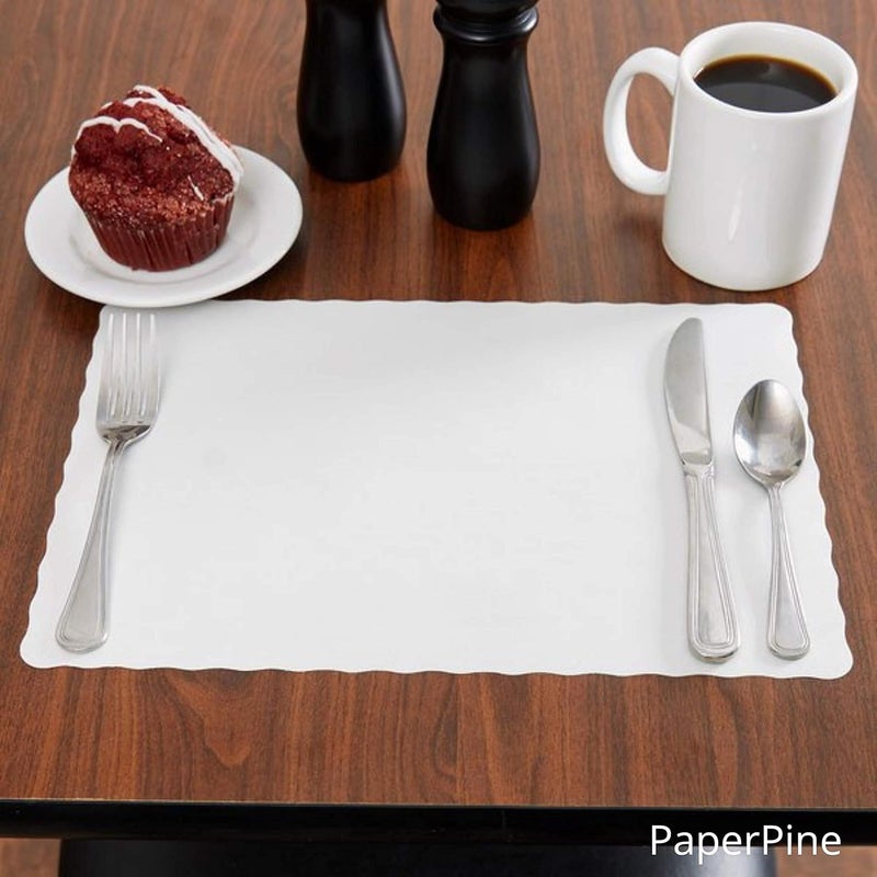 Netko Disposable Paper Placemats – Premium, 50 Pack of White Scalloped Edge Placemats, Perfect Size 10x 14 - Image 3