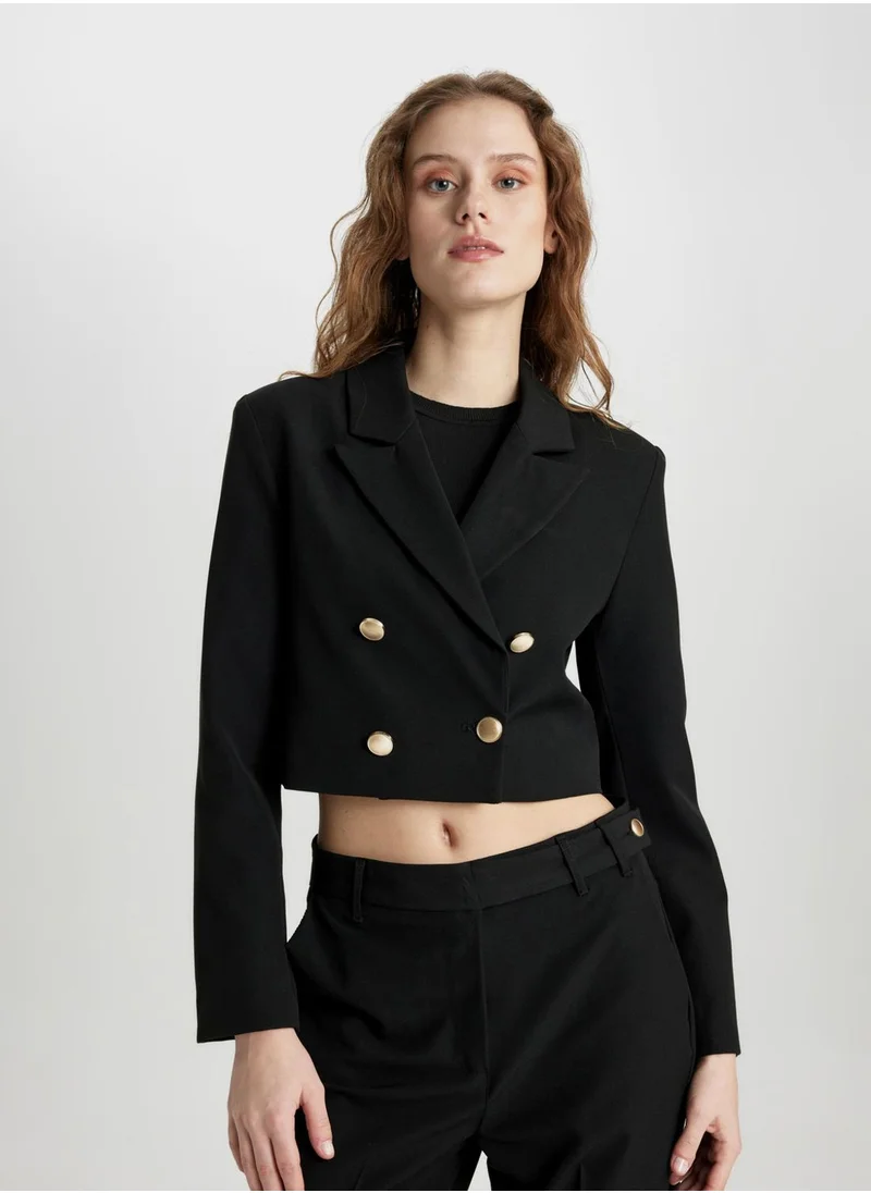 ديفاكتو Crop Jacket Collar Blazer