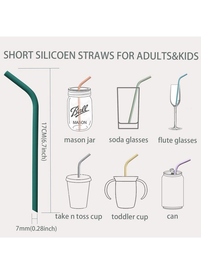 Tegion Reusable Thin Short 6.7" Cute Silicone Bendy Straws for Toddlers&Kids&Baby,6 10 12 oz Wine/Yeti Tumbler, Coffee/Cocktail Mug,Soda Cans,Take n toss Cup/BPA FREE-Small Flexible with Brushes - Image 5