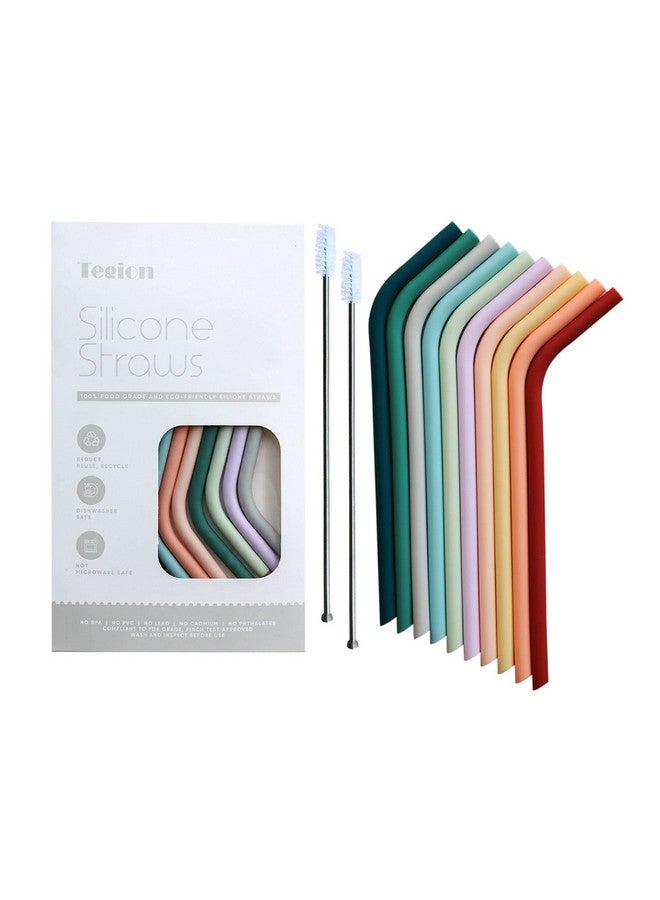 Tegion Reusable Thin Short 6.7" Cute Silicone Bendy Straws for Toddlers&Kids&Baby,6 10 12 oz Wine/Yeti Tumbler, Coffee/Cocktail Mug,Soda Cans,Take n toss Cup/BPA FREE-Small Flexible with Brushes - Image 1
