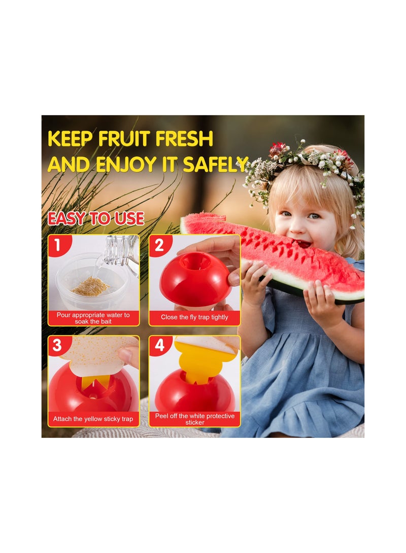 Luckam 3 Pack Fruit Fly Traps for Indoors with 9 Pcs Sticky and 3 Baits Gnat Killer Catcher Fungus House Flies Kitchen Plant - Image 2
