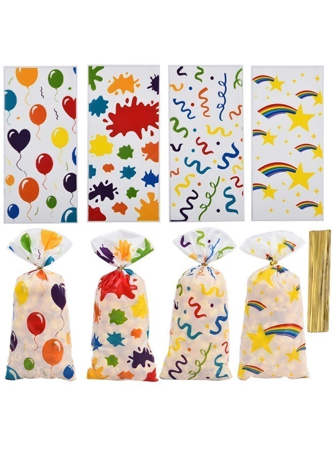 100pcs Candy Treat Bags, Party Favor Goodie Bags, Birthday Gift Goody Bags Loot Bag with Twist Ties for Cookie Chocolate Snack - Image 2