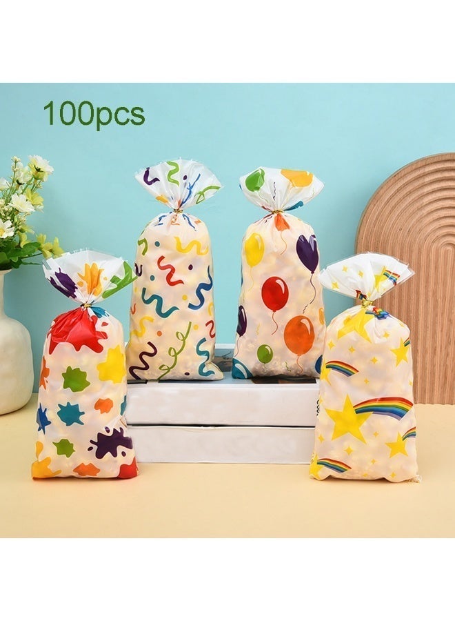100pcs Candy Treat Bags, Party Favor Goodie Bags, Birthday Gift Goody Bags Loot Bag with Twist Ties for Cookie Chocolate Snack - Image 1