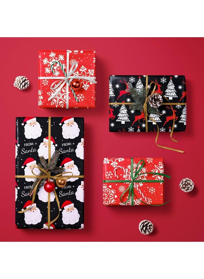 WRAPAHOLIC Christmas Wrapping Paper Roll - Mini Roll - 3 Rolls - 17 Inch X 120 Inch Per Roll - Black Jolly Santa Claus, Snowflake, Reindeer And Christmas Tree Holiday Collection - Image 5