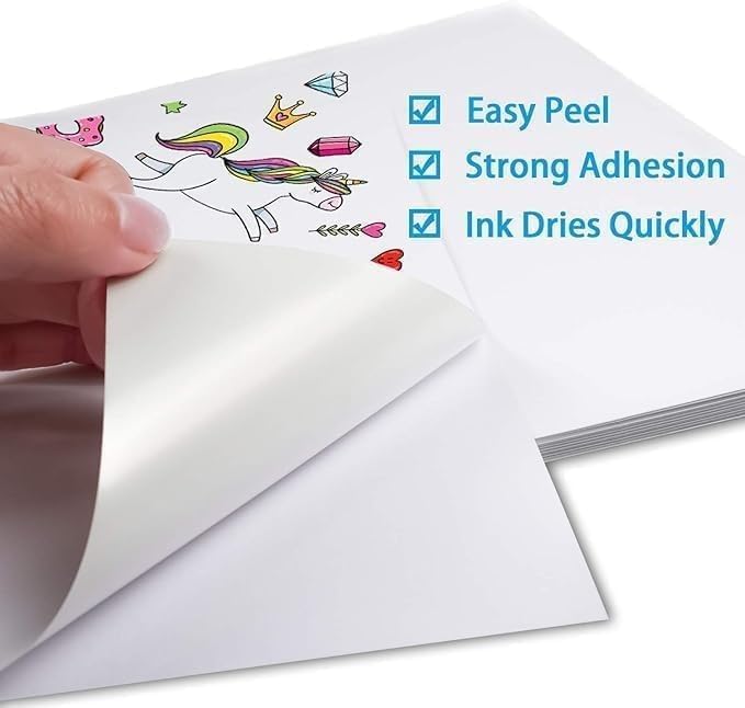 Al Raied BPA® Premium Printable Vinyl Sticker Paper for Inkjet Printer25 Sheets Glossy White Waterproof, Dries Quickly Vivid Colors, Holds Ink jet & Laser Printer - Image 3