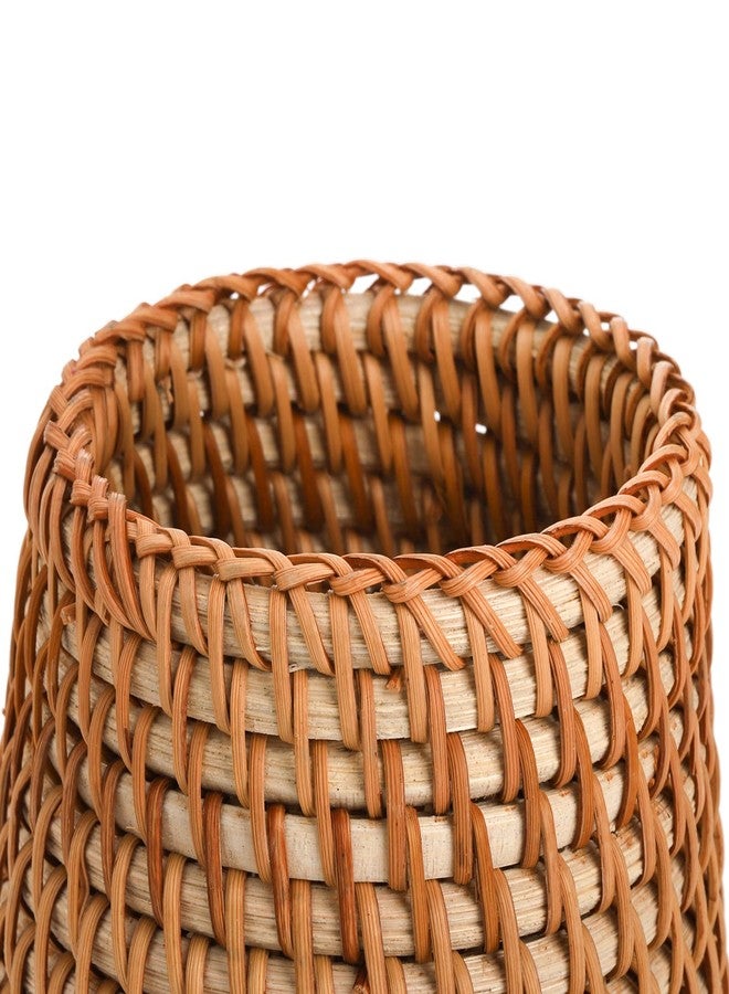 Elsjoy Set of 2 Wicker Pencil Holder, Natural Rattan Pen Cup Woven Makeup Brush Holder, Rustic Utensil Caddy Wicker Pen Organizer for Home Decor, Office, Kitchen - Image 4