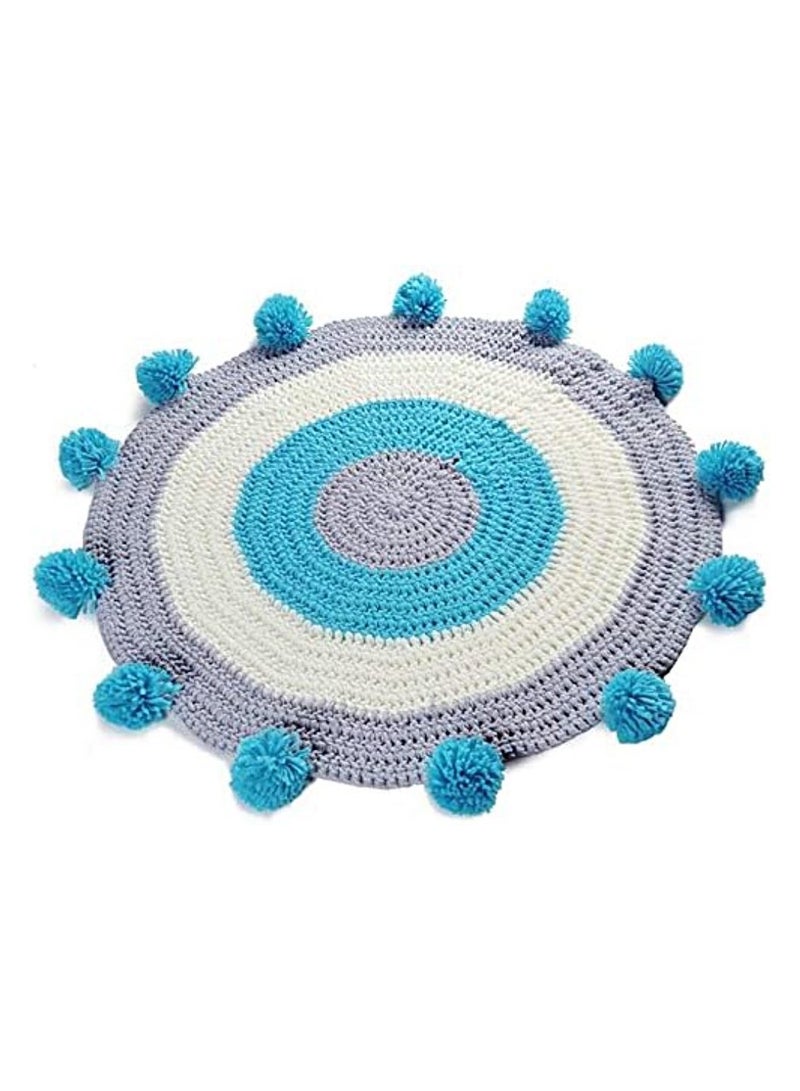 Handmade Round Carpet Kids Game Play Mat Striped Knitted Floor Round Carpet Round Ball Hand-Woven Rug Living Room Floor for Living Room Wall  - Image 1