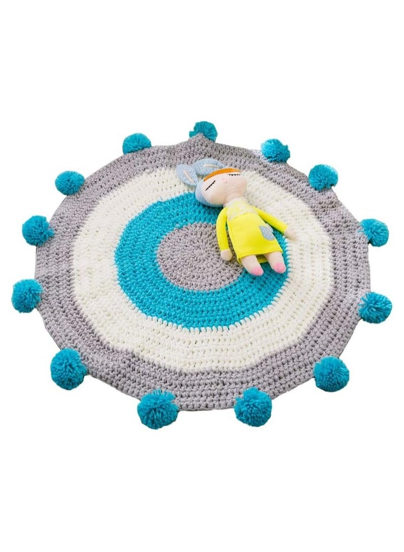 Handmade Round Carpet Kids Game Play Mat Striped Knitted Floor Round Carpet Round Ball Hand-Woven Rug Living Room Floor for Living Room Wall  - Image 2